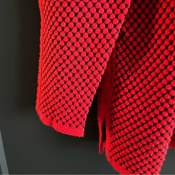 ❄️ ELANA WANG Red on Black Crew Neck Sweater - Picture 3 of 11